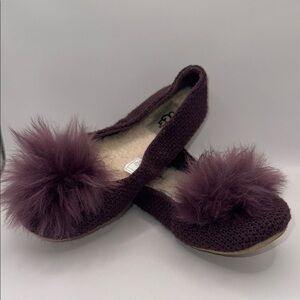 Ugg Purple Slippers with Pom Poms